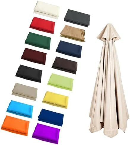 Sonnenschirm Ersatzbezug - 2M-3,50M/ 6 Rippen 8 Rippen - Für Garten, Pool, Strandabdeckung, Polyestergewebe,Weiß,8 Rippen-350Cm/11.4Ft