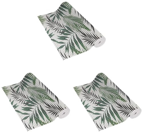 Venilia Weichschaummatte Venisoft Uni Tropical Leaves, Rutschfester Bodenbelag, Duschmatte, Badewannenvorleger, Anti-Rutschmatte, PVC-Polyester, 65 x 200 cm, 56806 (Packung mit 3)