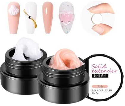 Solid Sculpture Builder Gel Kit, White & Nude Non-Stick Hand Nail Extension Gel for Carving Patterns Extension Strengthening Nail Decoration, 3D Sculpture Gel Soak Off UV Nail Art Salon