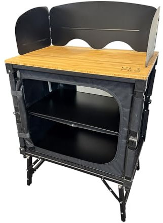OLPRO Bamboo 3 in 1 Folding Table/Storage Camping Cupboard