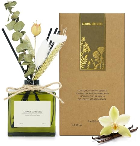 Diffuseur Parfum Maison,Diffuseur de Parfum Vanille 180ml | Diffuseur d'arôme Parfum avec 7 bâtonnets Jusqu'à 120 Jours, Parfums d'ambiance pour Accessoires décoratifs pour la Maison