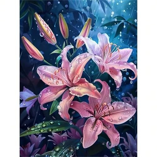 Puzzle für Erwachsene 90 Teile schwer schwierig herausfordernde Jigsaw Puzzle 90 Teile, Kreative Unterhaltung Klassische Puzzles Erwachsene, Home Dekor Puzzles Rosa Lilie Regen