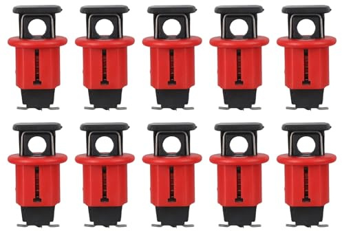 FACAIIO Miniatur-Leitungsschutzschalter Lockout Gerät 10 Stück für Stromisolierung, MCB Lock Off mit PA Nylon und Edelstahl, Rot Schwarz