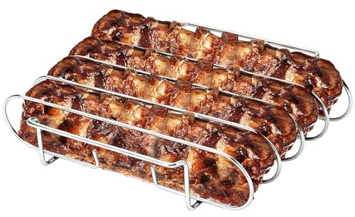 Celuicion Grillrostständer, vertikaler Grillständer, groß, aus Edelstahl, mit 4 Schlitzen, Ständer für Grill, Grill, Grill, Küche, Outdoor, Camping