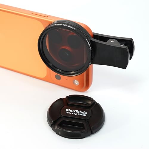 MonTelulu 52mm Clip-on CPL Phone Camera Lens Filter Kit,Circular Polarizer Filter Compatible with iPhone17/16/15/14/13/12/11,Upgraded Portable Smartphone Polarizing Lens for Enhanced Photography