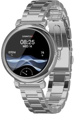 Zenwatch Lily Damen Smartwatch 1,1 Zoll AMOLED (360x360), Bluetooth-Anrufe, 100+ Sportmodi, Puls- & SPO?-Messung, Schlaftracking, IP68, 185 mAh, Android & iOS kompatibel (Silber)