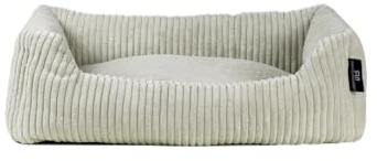 Rohrschneider Tierbett mit Wendekissen, Cordstoff, Braun, 55x42x15 cm, Antirutsch, Abnehmbar, für Haustiere (Beige)