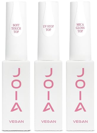 JOIA vegan UV/LED Top Coat Set, 3-teilig, Matte, Glanz und Holografische Finishes, No Wipe, 8ml pro Flasche