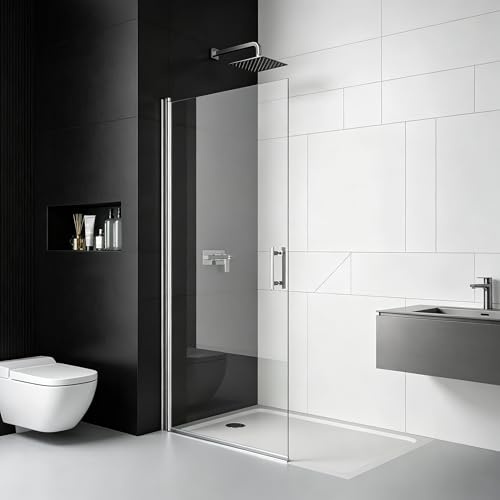 VEETEDOORA Walk in Duschabtrennung Glas für Dusche 70 x 195 cm, Rahmenlos Walk in Duschwand mit Duschtür aus 6 mm ESG NANO-Glas, ohne Duschtasse