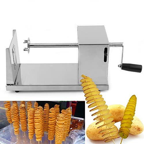 QUSYZD Affettatrice a Spirale per Patate, affettatrice elettrica a Spirale Tornado, Taglia Patate Automatico a Spirale in Acciaio Inossidabile, Taglia Verdure per Uso Dom,