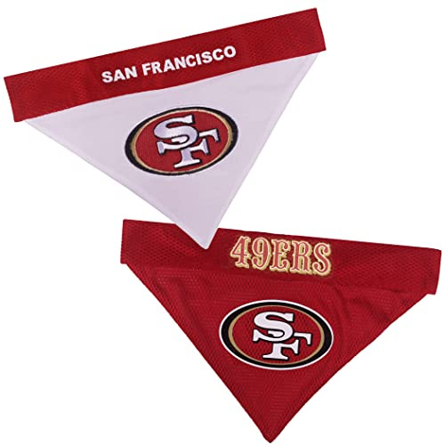Pets First NFL DOG BANDANA - SAN FRANCISCO 49ERS REVERSIBLE PET BANDANA. 2 Sided Sports Bandana with a PREMIUM Embroidery TEAM LOGO, Large/X-Large. - 2 Sizes & 32 NFL Teams available