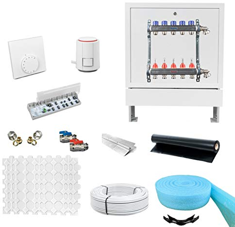 Ratiodämm Fußbodenheizung Trockenbausystem Set Alu-Verbundrohr Analog Regelung 40 m²