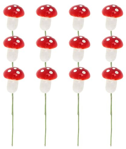 12PCS Cute Small Mushroom Christmas Tree Ornament Xmas Hanging Pendants for Home Party DIY Decoration (Red) Unisex