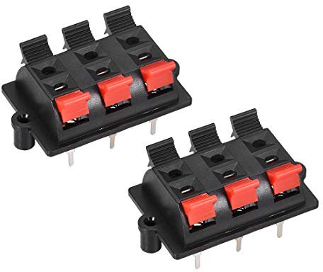 Sourcingmap - 2 fila a 6 vie per altoparlante a molla, terminale con clip di rilascio per cavo audio, morsetti a striscia, colore nero, rosso, WP6-03, 2 pezzi