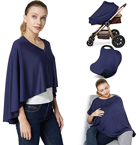 Kefee Kol Stilltuch & Baby Stillponcho, Mehrzweck-Stillbezug für Autositz-Baldachin, Hochsitzbezug, Kinderwagen-Abdeckung, Einkaufswagen-Abdeckung, Stillschal für Jungen und Mädchen (blau)