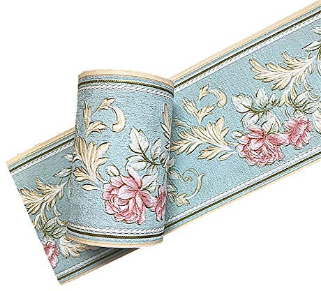 Simplemuji Self Adhesive PVC Vintage Flower 3D Waterproof Wall Border Decor Removable Kitchen Bathroom Tiles Stciker 10CM by 5M (Light Green)