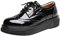 PPXID Damen Halbschuhe Schwarz Schnürschuhe Lack Brogues Keilabsatz 4.5CM Sneaker,Herstellergröße 36,Schwarz,36 EU