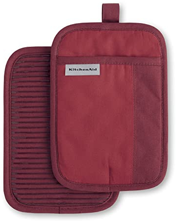 KitchenAid Beacon Two-Tone Pot Holder 2-Pack Set, 7x10, Passion Red/Bordeaux 2 Count