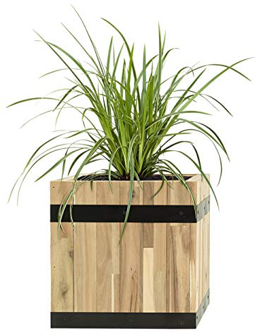 Pflanzwerk® Pflanzkübel Cube Holz 36x35x35cm 100% Bio-AKAZIENHOLZ Weinfass Holzfass *Frostbeständiger Blumenkübel* *Bio Pflanzenkübel* *Nachhaltige Qualitätsware*