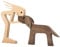 HUANRU Neueste Holzfiguren Skulptur Ornamente Set, abstrakte Stil Menschen mit Hund Statue, Freundschaft Zwischen Hund Und Menschen Denkmäler Statue Für Männer Frauen Jungen Mädchen Alte Leute