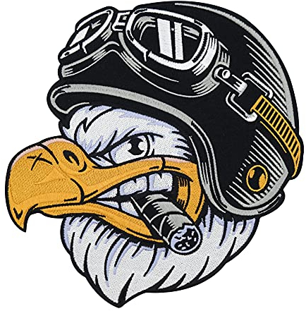 Finally Home Großer Biker Adler mit Zigarre Rückenpatch zum Aufbügeln für Lederwesten | Motorrad Kutten Patches, Amerika Usa Bügelflicken, Weste Rückenaufnäher, Motorcycle Aufnäher für Männer