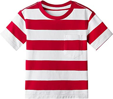 Boys Girls Cotton Short Sleeve Striped T-Shirts Kid Tee Age 4T 5 6 7 8 9 10 11 12 Crew Neckline Shirt