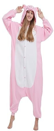 Simzoo Pigiama A Tutina per Animali Adulti, Pigiama per Uomo E Donna, Costume Cosplay di Maiale, Abbigliamento per La Casa Unisex in Un Unico Pezzo