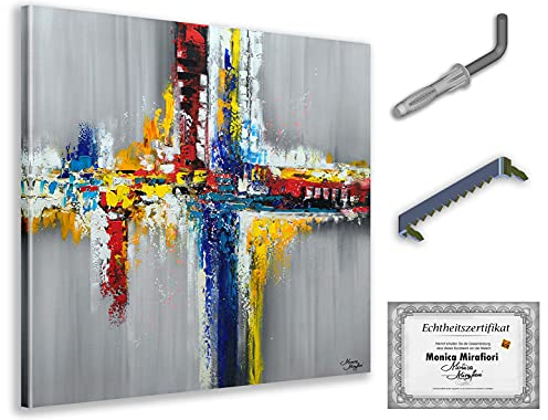 Monica Mirafiori I 100% HANDGEMALT I Gemälde Abstract 90x90cm | Gemälde Handgemalt | Acrylgemälde | Sehr Großes Acrylbild I Moderne Kunst I Kunstbilder