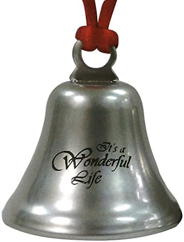 Bevin Bells Weihnachtsschmuck It's A Wonderful Life, Stahl, offizielles Andenken, rote Schnur und roter Samtbeutel