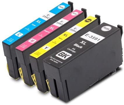 1 Set = 4 kompatible Druckerpatronen T35 XL schwarz, Cyan, Magenta, gelb kompatibel mit Epson Workforce Pro WF-4720, WF-4725, WF-4730, WF-4735, WF-4740