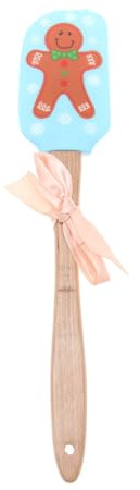 TOPBATHY Silikon Teigschaber Mit Holzgriff 30Cm HitzebestäNdig SpüLmaschinenfest Lebkuchenmann Motiv KüChenhelfer FüR Backen Und Kochen