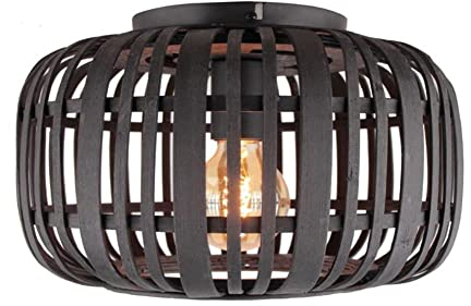 Brilliant Woodrow Deckenleuchte 32cm holz dunkel/schwarz, Metall/Bambus, 1x A60, 60 W