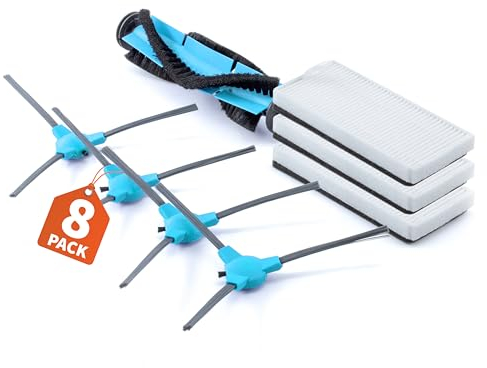 BAKUUM Pack Accesorios x4 Cepillos laterales x3 Filtros Hepa (Deposito POLVO) x1 Rodillo para Cecotec Conga Serie 1090, Serie 1790 y 1990