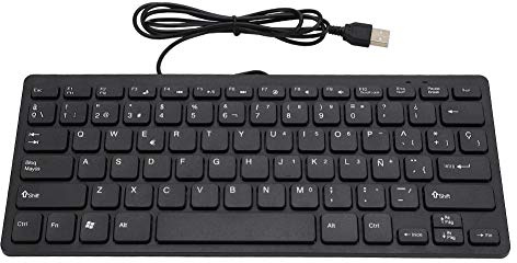 Teclado Español con Cable USB Mini 78 Teclas - Portátil Ultra Delgado Compacto para Computadora de Escritorio PC
