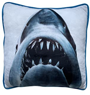 Nemesis Now Jaws Kissen, 40 cm, Polyester, Geschenkartikel, weiches Kissen, perfekt für jeden Thriller-Liebhaber, offiziell Lizenziertes Jaws-Produkt, Blau