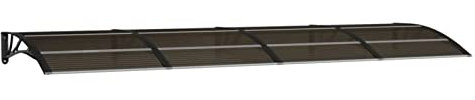 Homgoday Vordach für Vordach, für den Außenbereich, Polycarbonat, transparent, Abdeckungen für Vordächer, Außentür, Vordach, schwarz, 350 x 100 cm, Polycarbonat