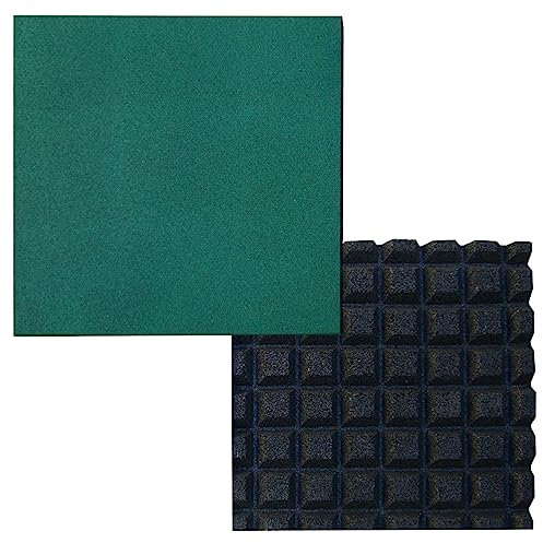 RevTime 2 PCS Easy-DIY Ultra Thick Interlocking Outdoor Rubber Tiles 20 x 20 x 1 3/4”, 45mm Thick for Playground, Outdoor Gym Floor, Sports Deck, Backyard Play Area, Green