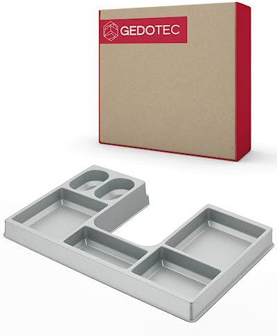 Gedotec Kosmetik Organizer - Kunststoff | 1 Stück Premium Kosmetik-Einsatz Silbergrau | H4121 | Schubladen Ordnungssystem | Schubladen mit Korpusbreite 420 mm | Schubladen im Bad und Schlafzimmer