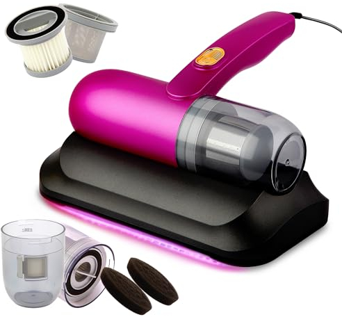 Bed Vacuum Cleaner, 13Kpa Strong Suction and Low Noise, UV Light, Washable HEPA Filter for Deep Clean, Handheld Vacuum Effectively Clean Up Bed,Mattress Vacuum Corded,Sofas, Pet Hair and Carpets
