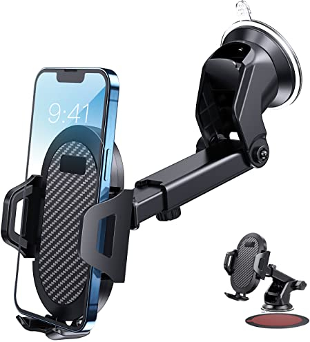 LOLBIU Universal Car Phone Holder [Military-Grade Suction] 360°Rotation Adjustable for Car Dashboard Windscreen Fit for iPhone 17 Pro Max and All 4-7 Smartphones