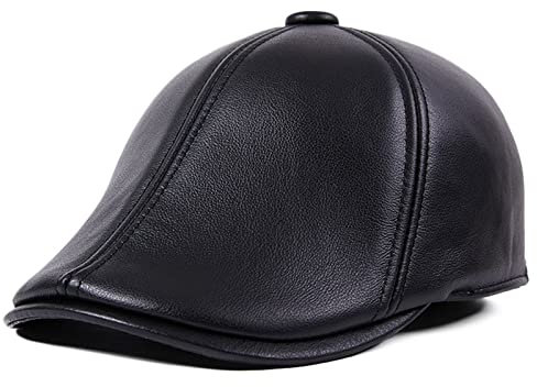 Ledercap Herren mit Ohrenklappen Flatcap Schirmmütze Ballonmütze,Herbst-Winter