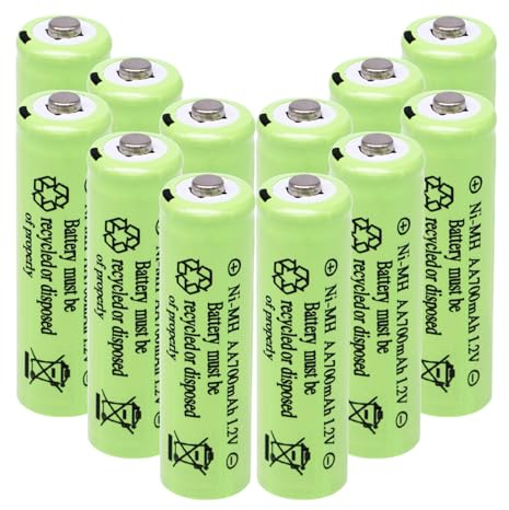 Lombaour NiMH wiederaufladbare Batterien, 1,2 V, AA 700 mAh, für Gartenlichterkette im Freien, 12 Packungen