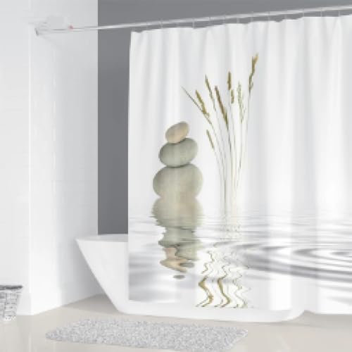 HSFFBHFBH Rideau de Douche imprimé Galets, Lavable, avec Crochet, décoratif, Suspendu, pour Salle de Bain, Rideaux de Douche Simples 90x190cm/35x75in(WxH)