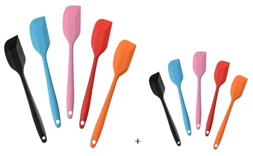Teigschaber Silikon Spachtel 10 Stück Hitzebeständig 500°F Spatel Spachtel für die Küche bpa frei (5 Stück 21cm+5 Stück 28cm)