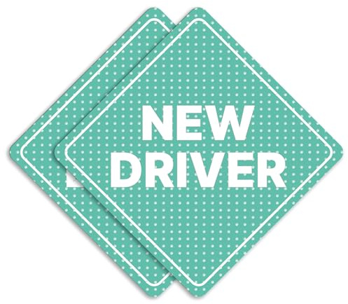GEEKBEAR Neuer Fahrer Auto-Schild - Aufkleber oder Magnet & Farboptionen, wetterbeständig - Rautenform 17,4 cm x 17,4 cm (Mint, See-Through Sticker)