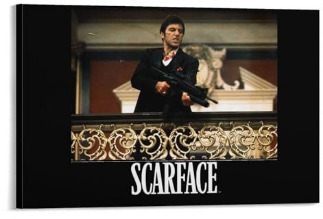 Al Pacino Scarface Tony Montana Waffen-Poster, dekoratives Gemälde, Leinwand, Wandposter und Kunstdruck, moderne Familienschlafzimmer-Dekoration, Poster, 20 x 30 cm
