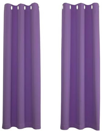 Happy Homewares Purple Blackout Curtains - 66 x 84 Inch Drop - Elegant Eyelet Curtains with Thermal Insulation - 2 Panels for Bedroom or Living Room