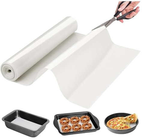 MINZHI Silikon-Backmatte Rolle, 30cm x 244cm, Weiß, Silikon, Rutschfest, Wiederverwendbar, Groß, Bastelmatte, Backunterlage, Silikon-Backmatte für Brot, Kekse, Pizza