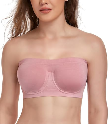 Lemorosy Soutien-Gorge Bandeau à Armatures sans Couture Femme(Rose,M)
