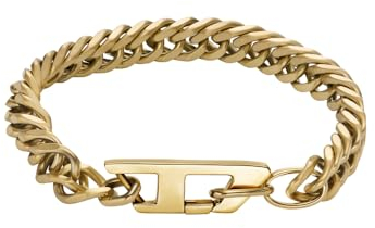 Diesel Herren Kettenarmband Gold Edelstahl Armband DX1511710, Einheitsgröße, Edelstahl, Kein Edelstein